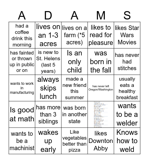 Someone who ...... Bingo Card