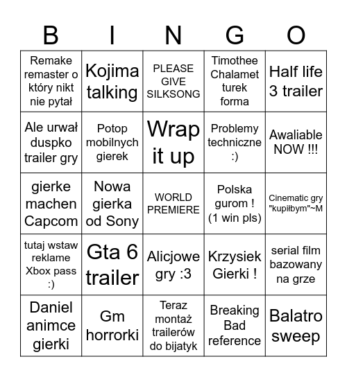 (GAME) GAY AWARDS Bingo Card