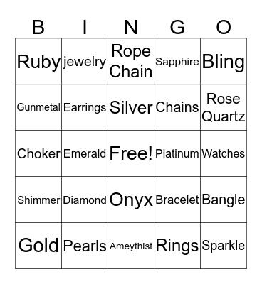 BLINGO Bingo Card