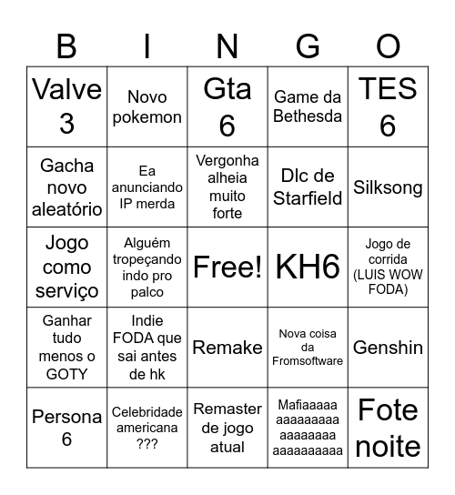 Tga do Lugusfe Bingo Card