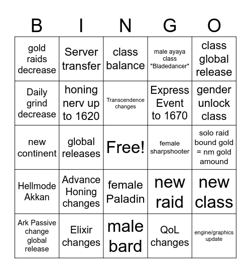 LOA ON WINTER 2024 // Legazir Bingo Card