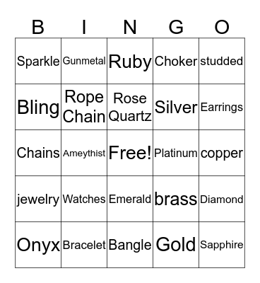 BLINGO Bingo Card