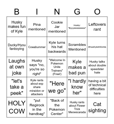 HusKyle Casting Bingo Card