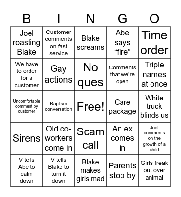 Joels Bingo Card