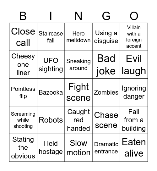 BINGOFLIX: Die Hard Bingo Card