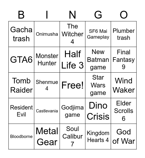 The Geoff and Godjima show Bingo Card