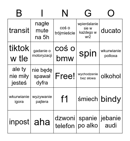 suma3 Bingo Card