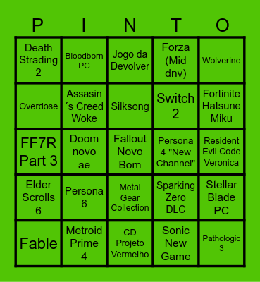 The Virgin Awards 2024 Bingo Card