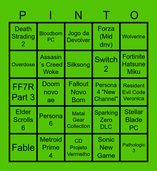 The Virgin Awards 2024 Bingo Card