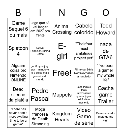 Vacilão 2 Bingo Card