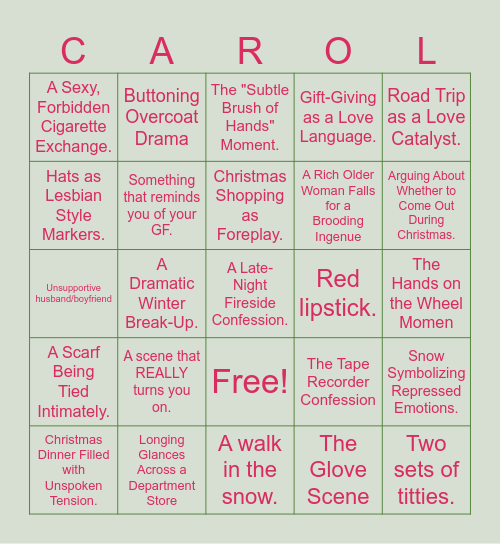 Gay Christmas Bingo Card