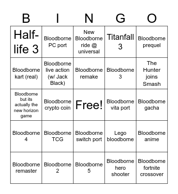 TGA PREDICTIONS Bingo Card