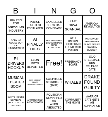 2025 Bingo Card