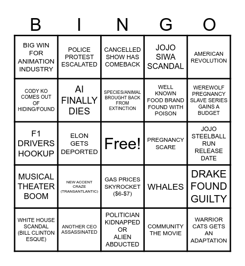 2025 Bingo Card