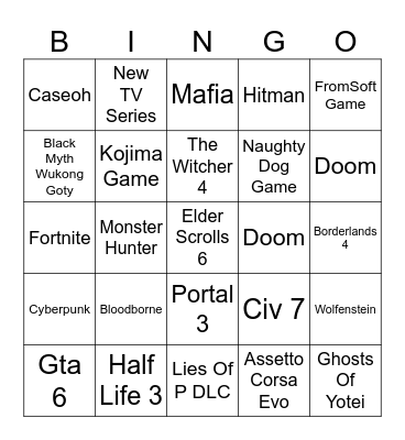 The Game Awards Bingo Card Bingo Card