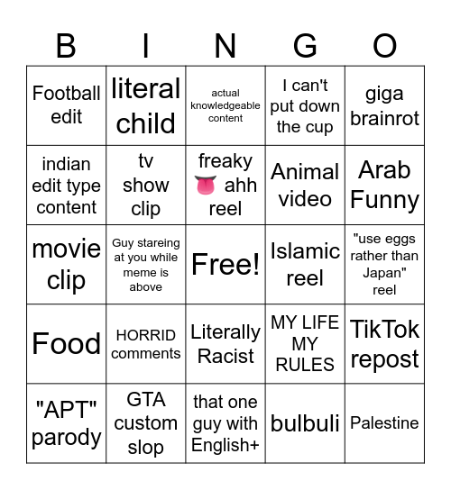 reels bingo Card