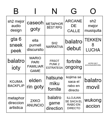 goty tueni tueni for Bingo Card