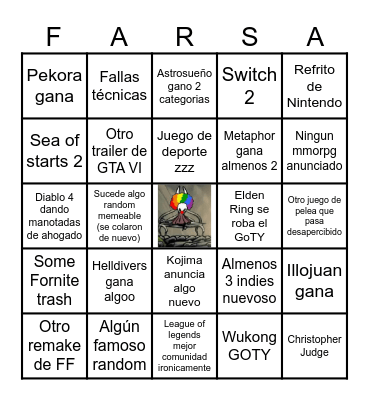 GOTY (FARSA) 2024 Bingo Card