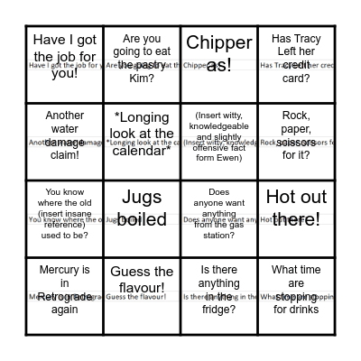Office Bingo Card