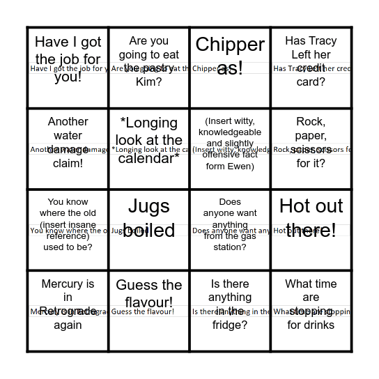 Office Bingo Card