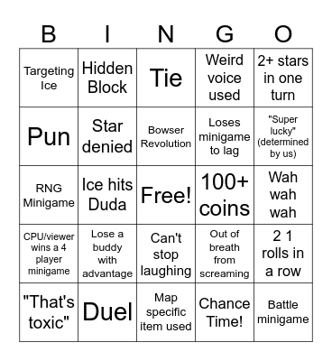 ExIceberg's Mario Party Viewer Bingo Card