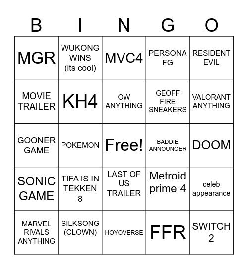 Untitled Bingo Card