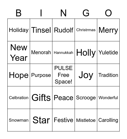 Holiday Bingo Card