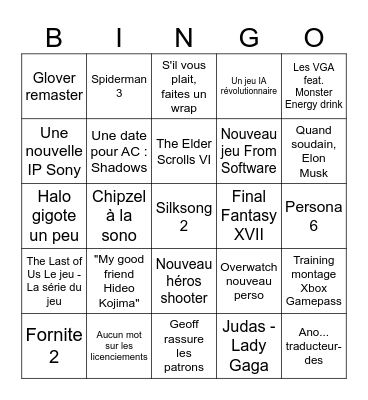 VGA 2024 Bingo Card