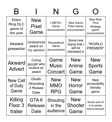 Game Awards 2024 by 4vllad Bingo Card