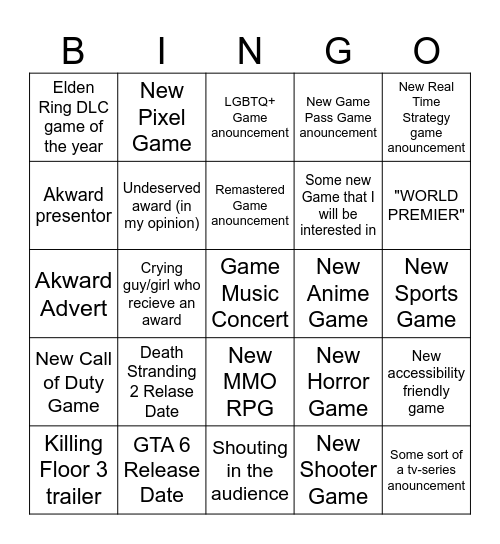 Game Awards 2024 by 4vllad Bingo Card