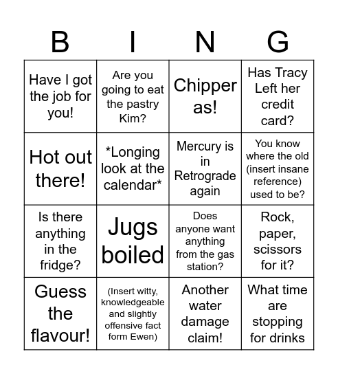 Sedgwick Bingo Card