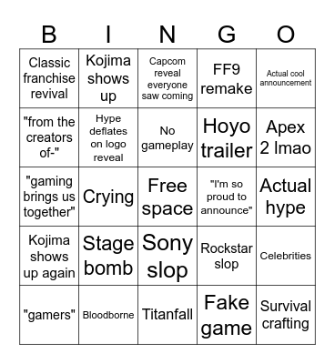Kojumbo Kard Kontest Bingo Card