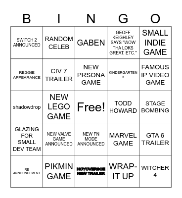 THE MID AWARDS Bingo Card