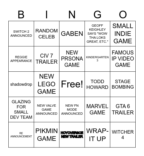 THE MID AWARDS Bingo Card