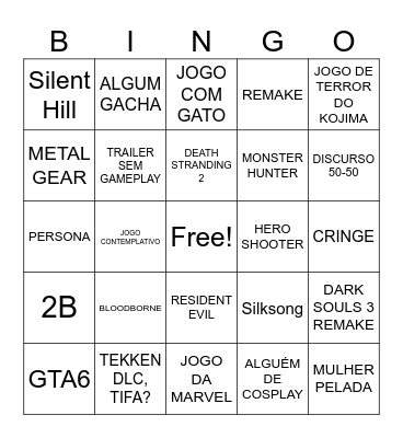 TGA Bingo Card