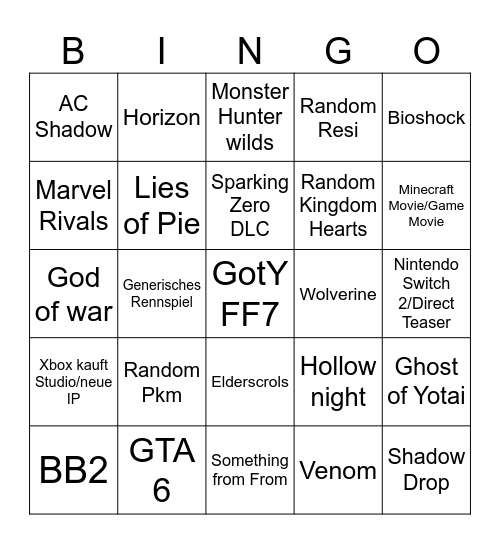 GA 2024 Bingo Card
