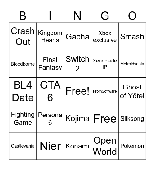 Untitled Bingo Card