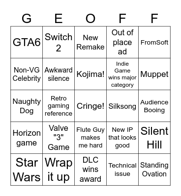 TGA 2024 Bingo Card