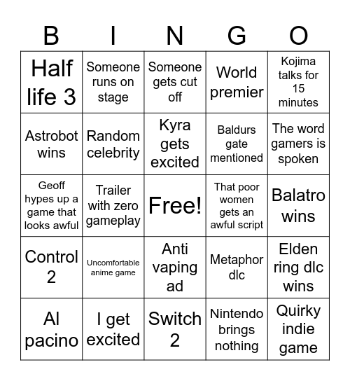 Untitled Bingo Card
