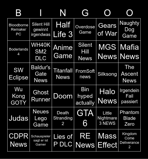 GAME AWARDS 2024 Bingo Card