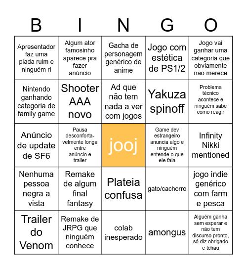 TGA2024 Bingo Card