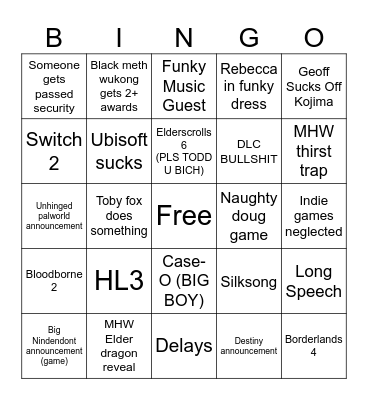 Gay awards 2024 Bingo Card