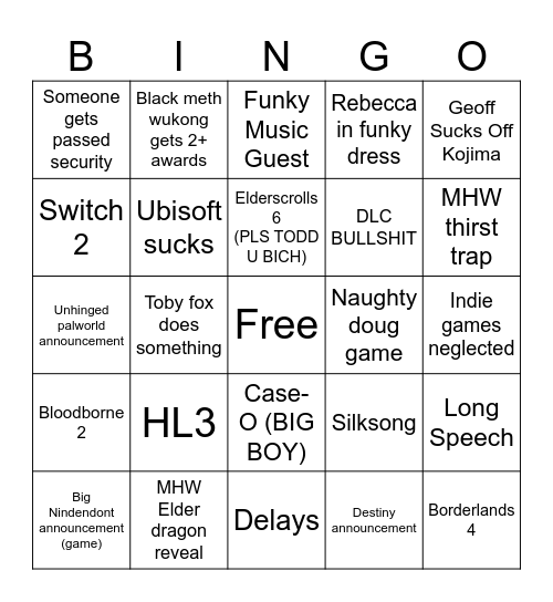 Gay awards 2024 Bingo Card