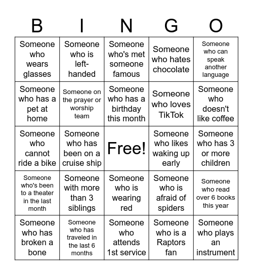 Human Bingo Card