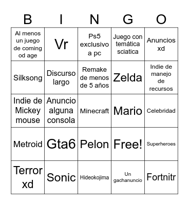 Untitled Bingo Card