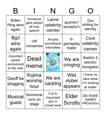 VGAs 2024 Bingo Card