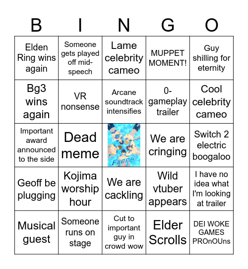 VGAs 2024 Bingo Card