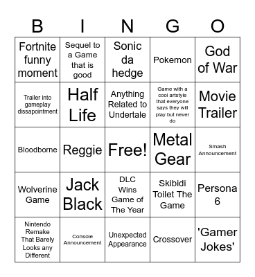 my awesome bingo Card