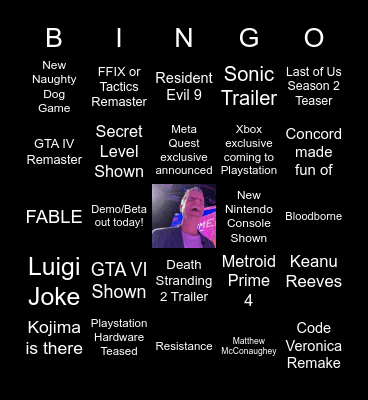 The Game Awards 2024 (plzsendpie) Bingo Card