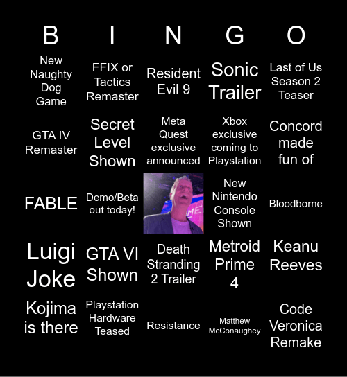 The Game Awards 2024 (plzsendpie) Bingo Card